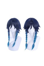1/3 Delusion Genshin Impact Wendy Venti Dark Blue Cosplay Wig